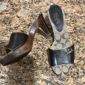Coach Brown Signature 3 inch Heel Sandal